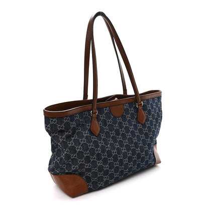 Gucci New Denim GG Monogram Medium Ophidia Shopping Tote Blue Tea Cuir 3 of 11