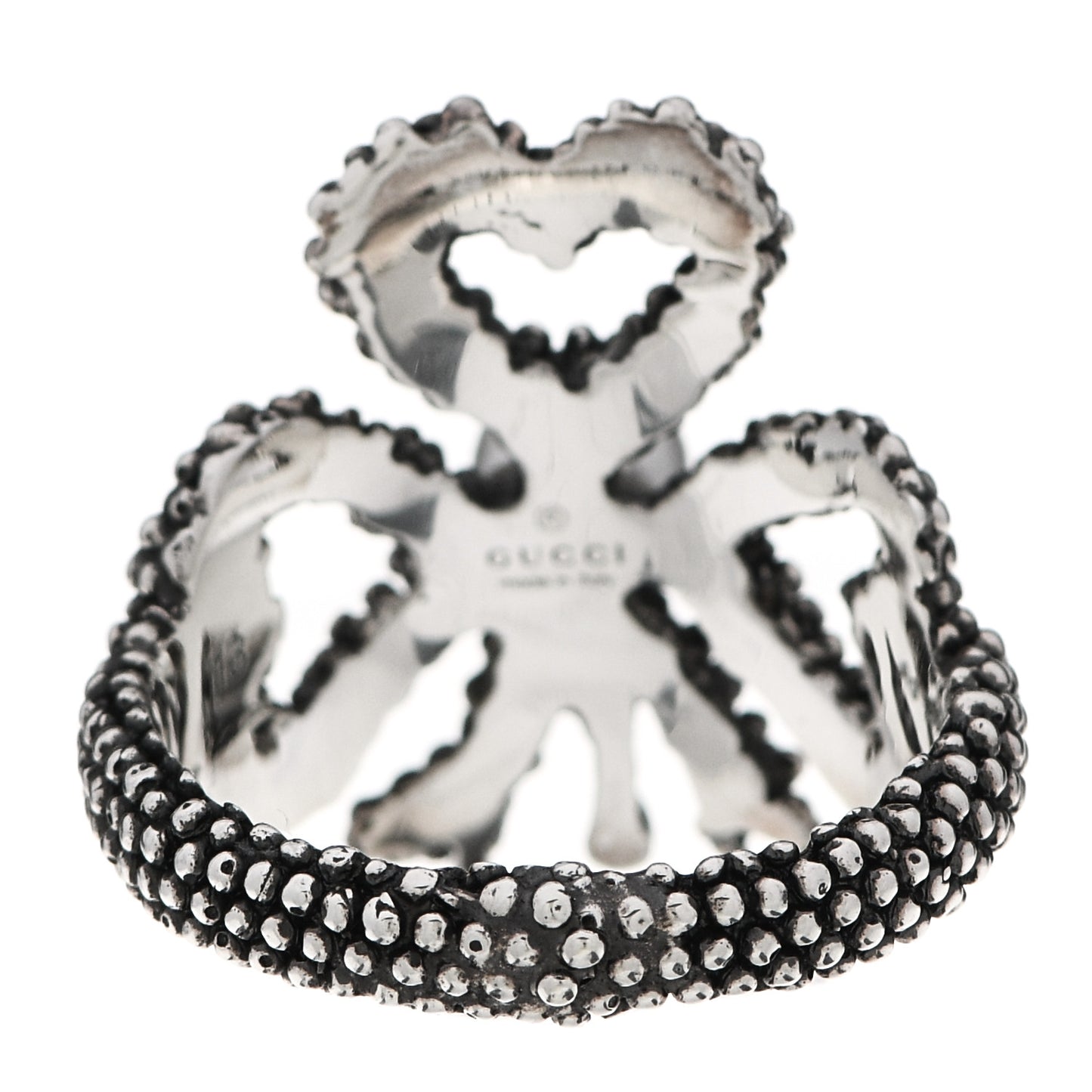 Sterling Silver Glass Pearl Heart Ribbon Ring 53 6.5