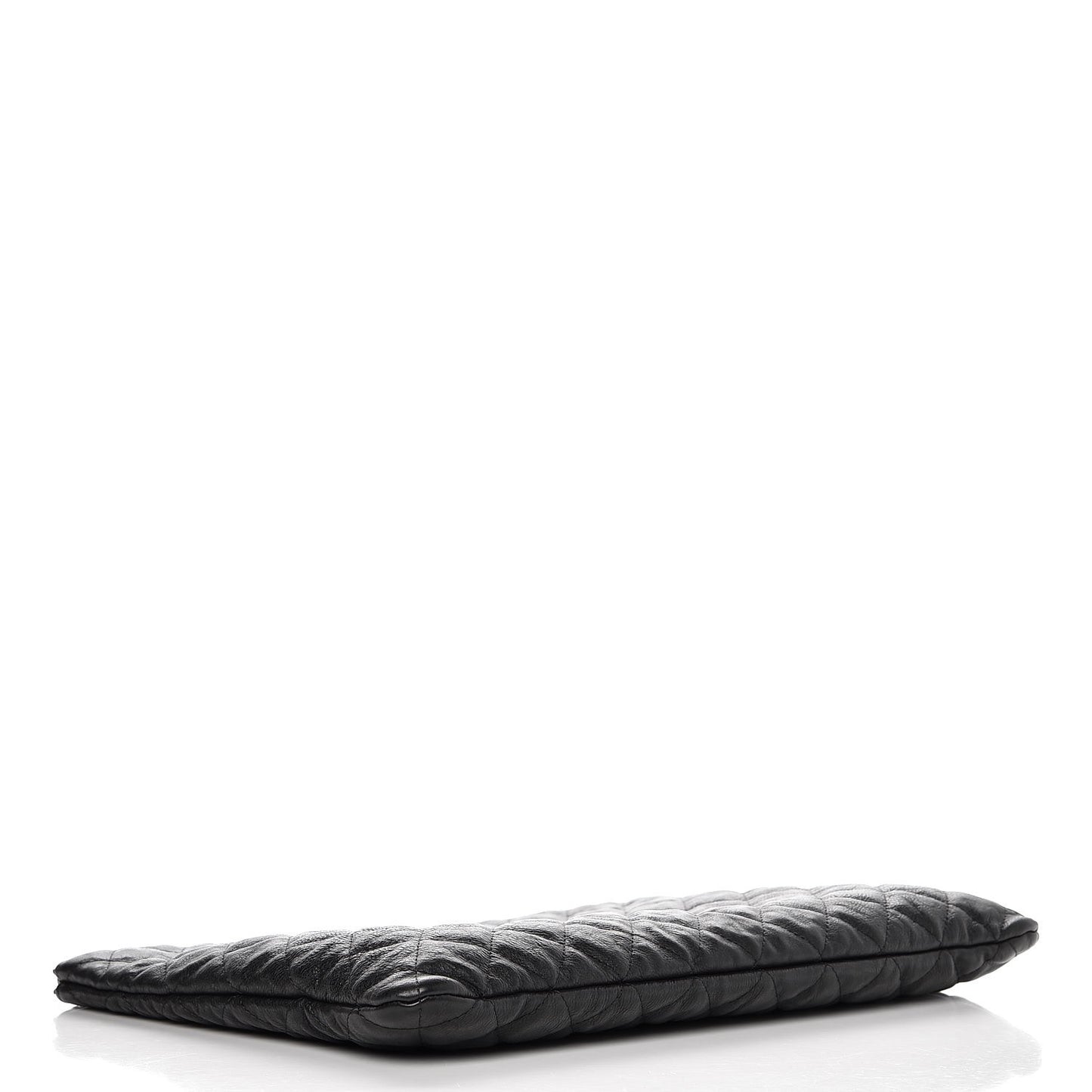 Crumpled Calfskin Quilted Large Cosmetic Case So Black