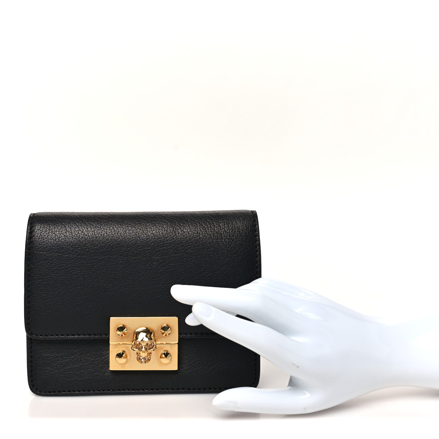 Alexander McQueen Calfskin Skull Mini Clutch Black 3 of 18