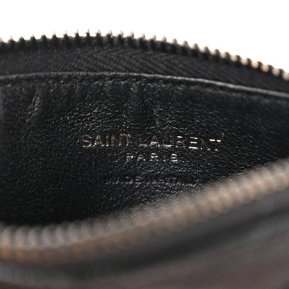 Saint Laurent Grain De Poudre Matelasse Chevron Monochrome Fragments Zippered Card Case Black 6 of 11