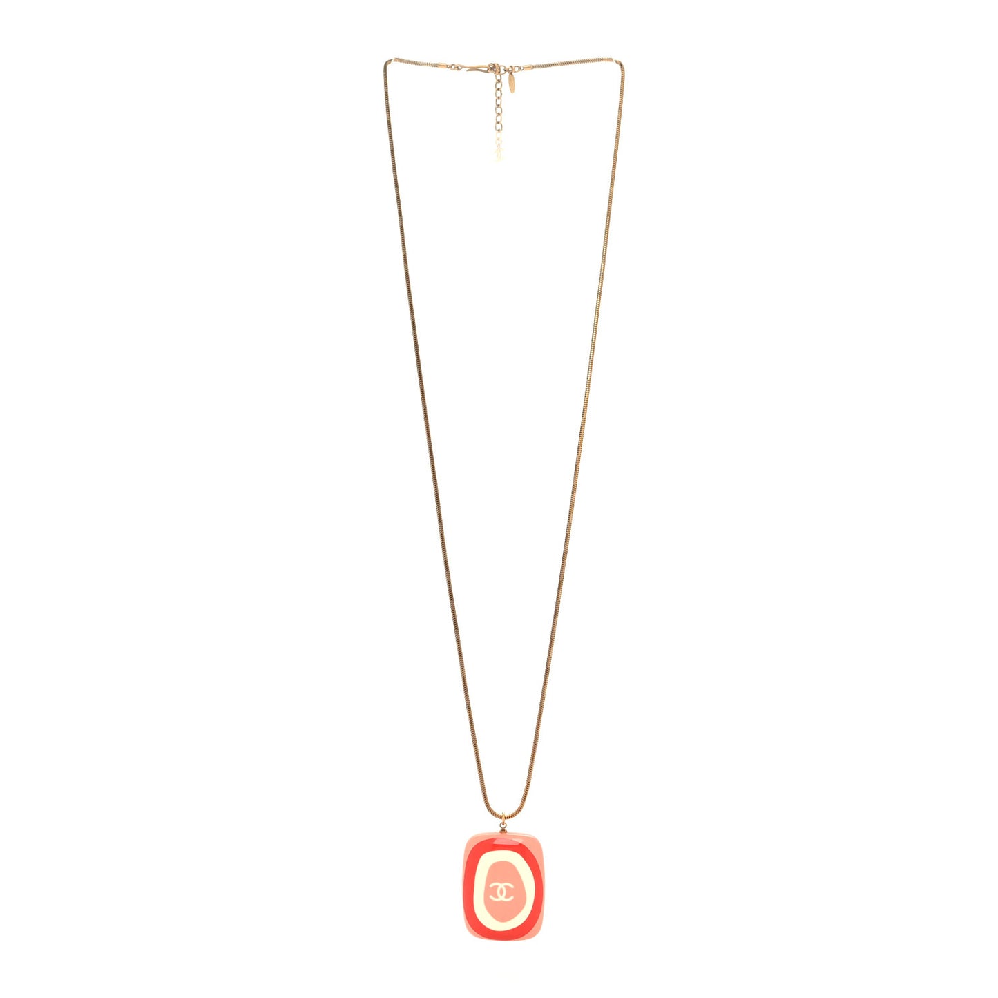 Resin Square CC Snake Necklace Pink Ivory