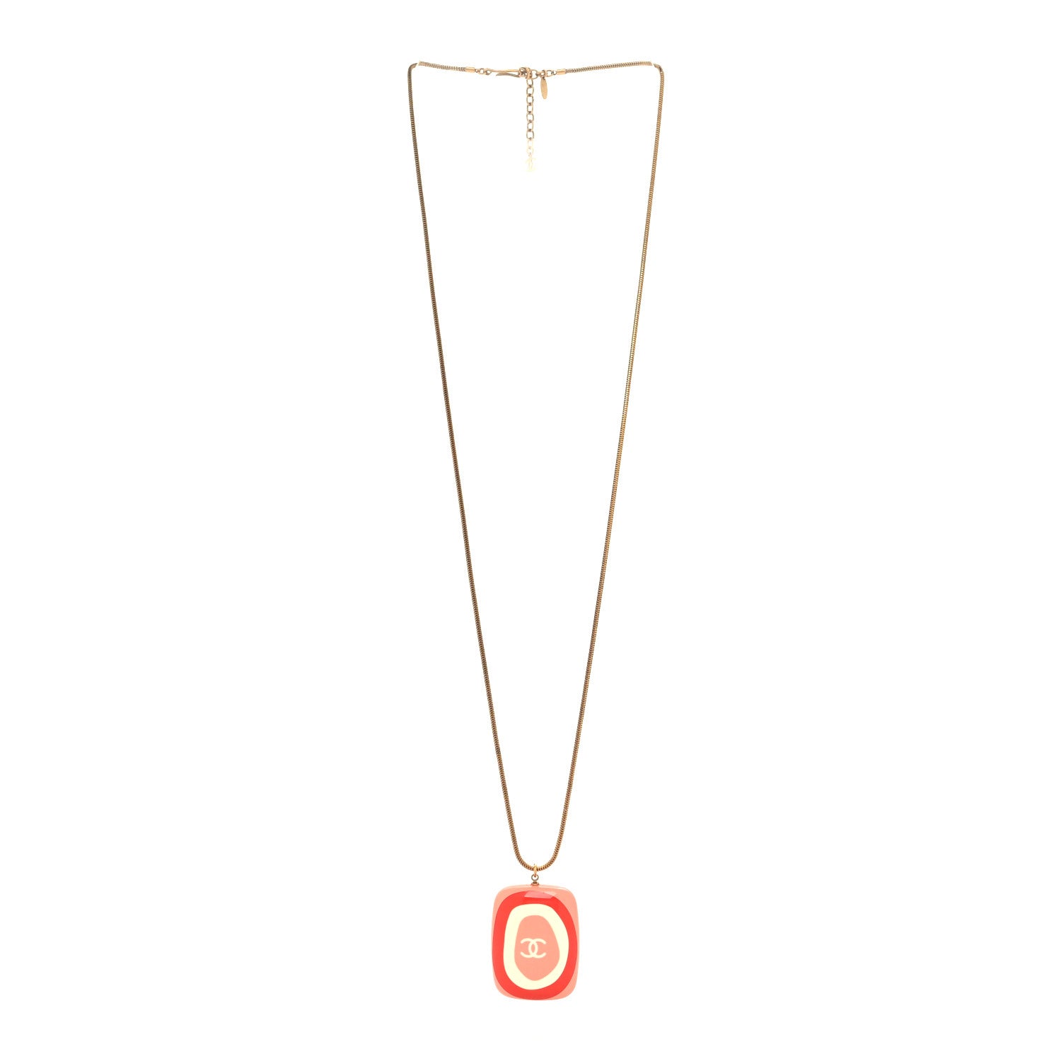 Chanel Resin Square CC Snake Necklace Pink Ivory 3 of 5