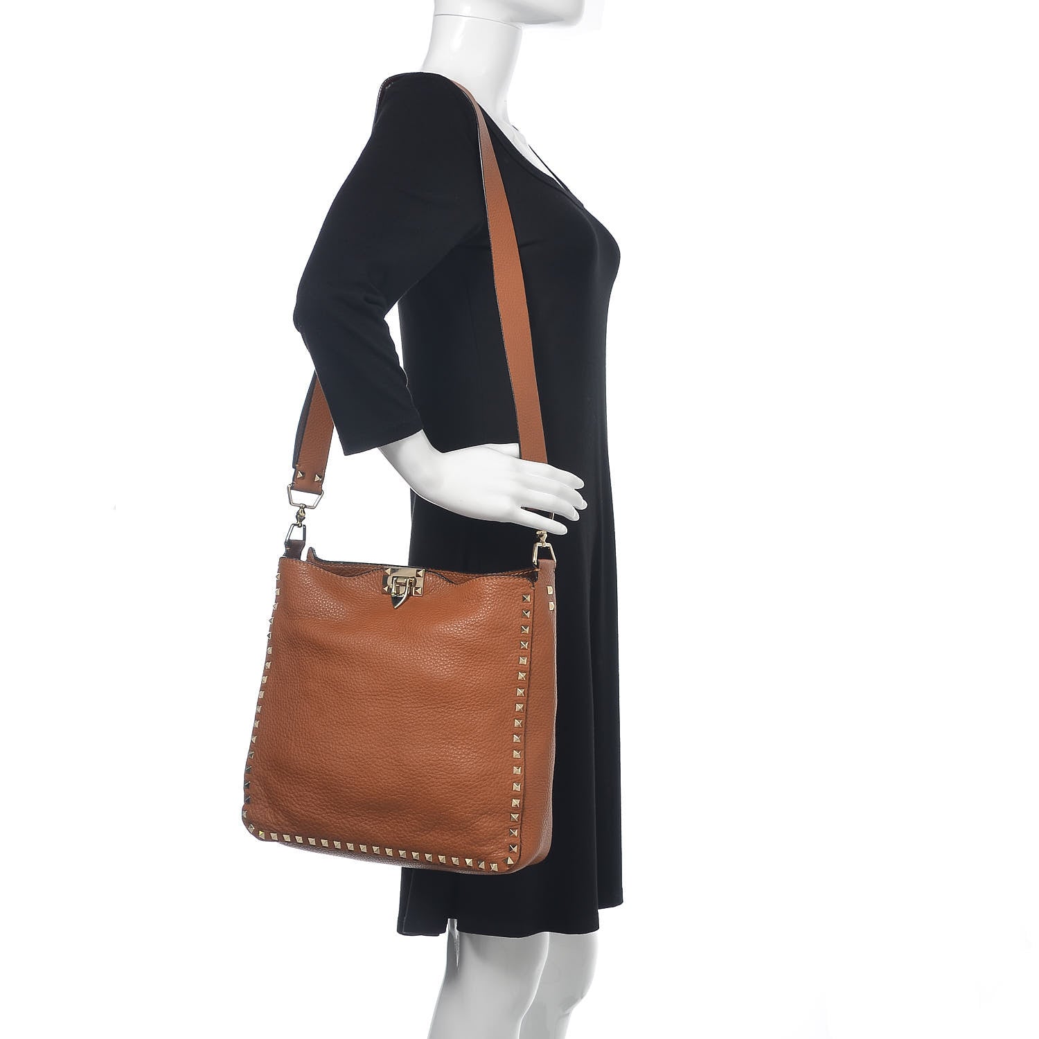 Valentino Garavani Pebbled Calfskin Large Rockstud Flip-Lock Messenger Bag Light Cuir 2 of 12