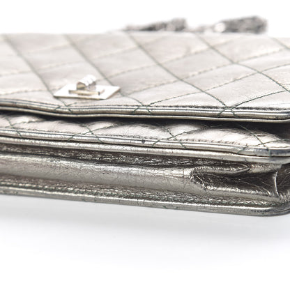 Chanel Metallic Aged Calfskin Quilted Reissue Wallet On Chain WOC Green 10 of 17