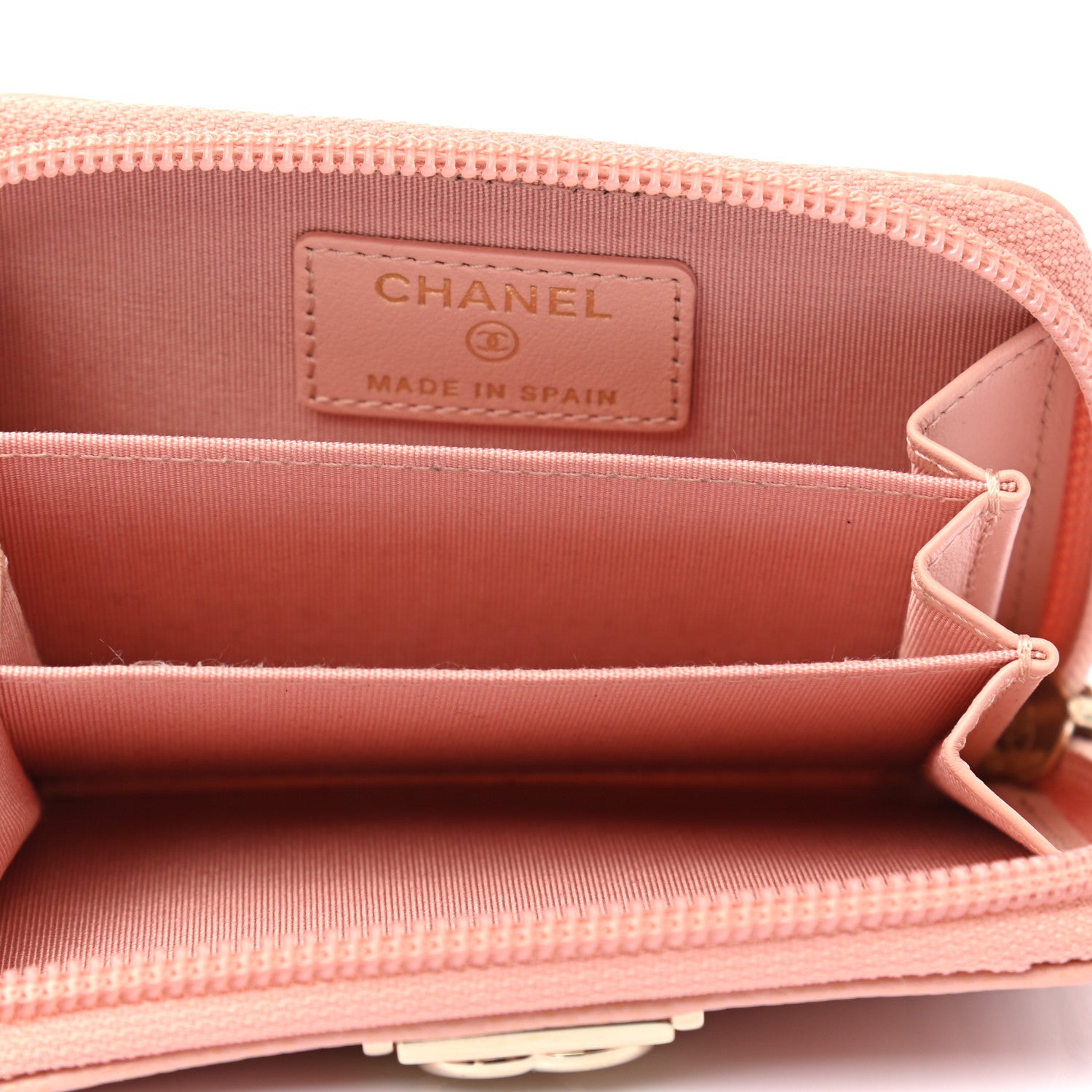 Chanel Caviar Quilted Boy Zip Around Coin Purse Wallet Light Pink 5 of 7