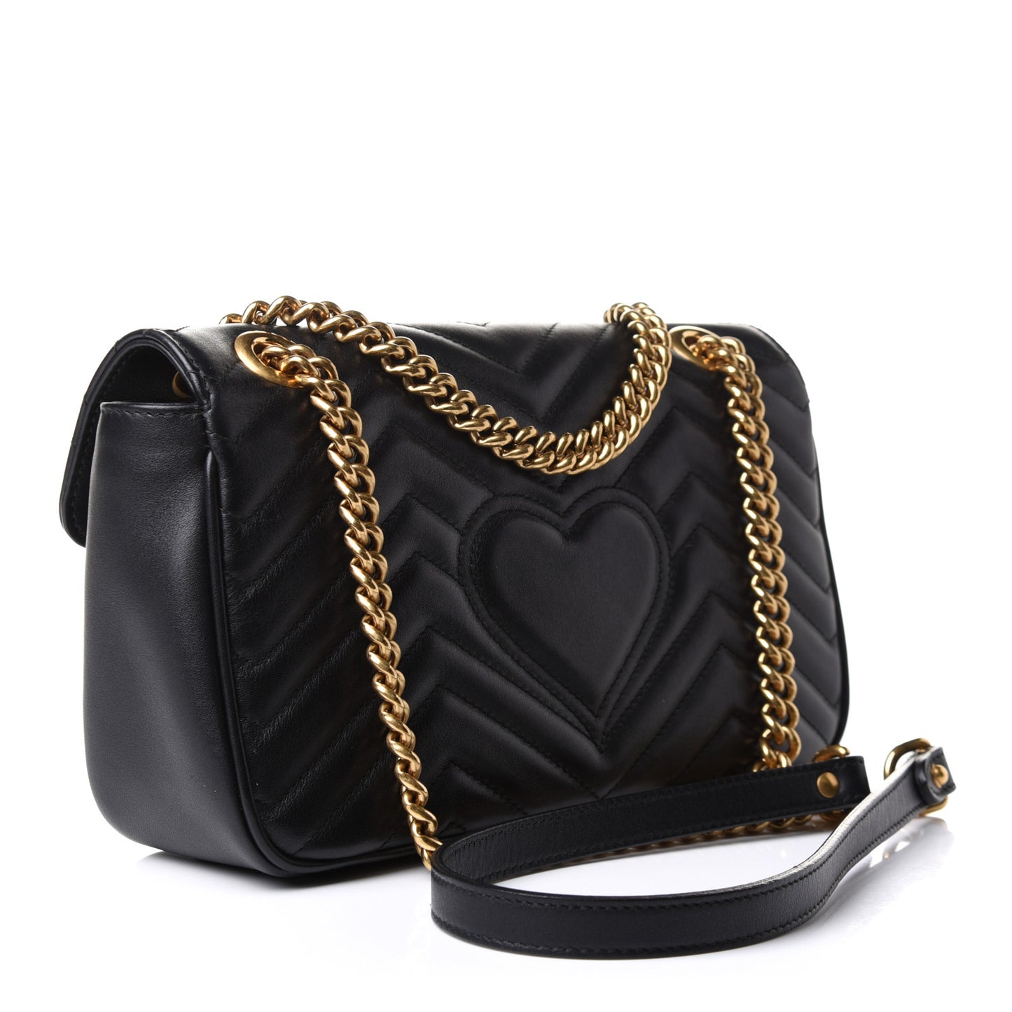 Calfskin Matelasse Small GG Marmont Shoulder Bag Black