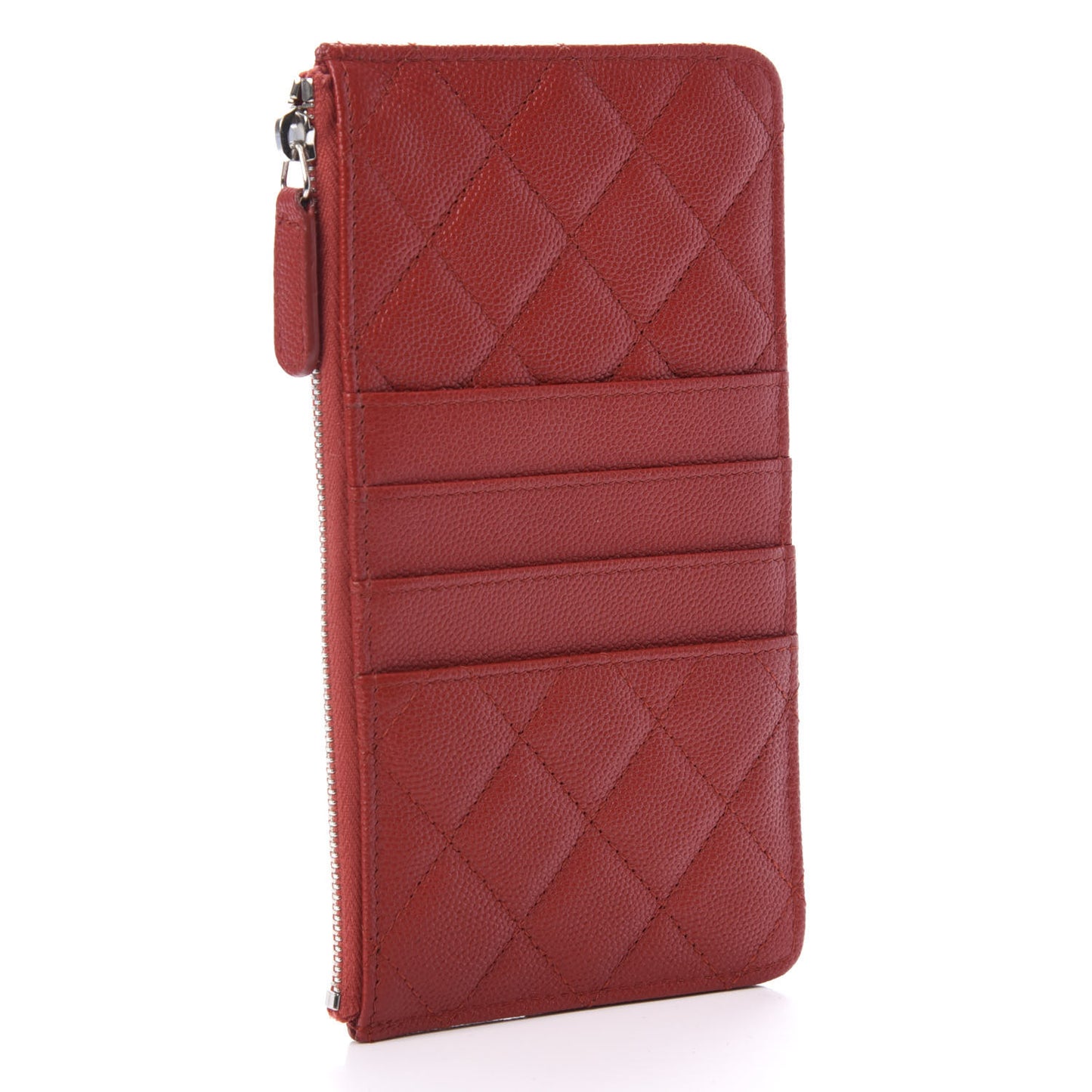 Caviar Quilted Classic Flat Wallet Pouch Red