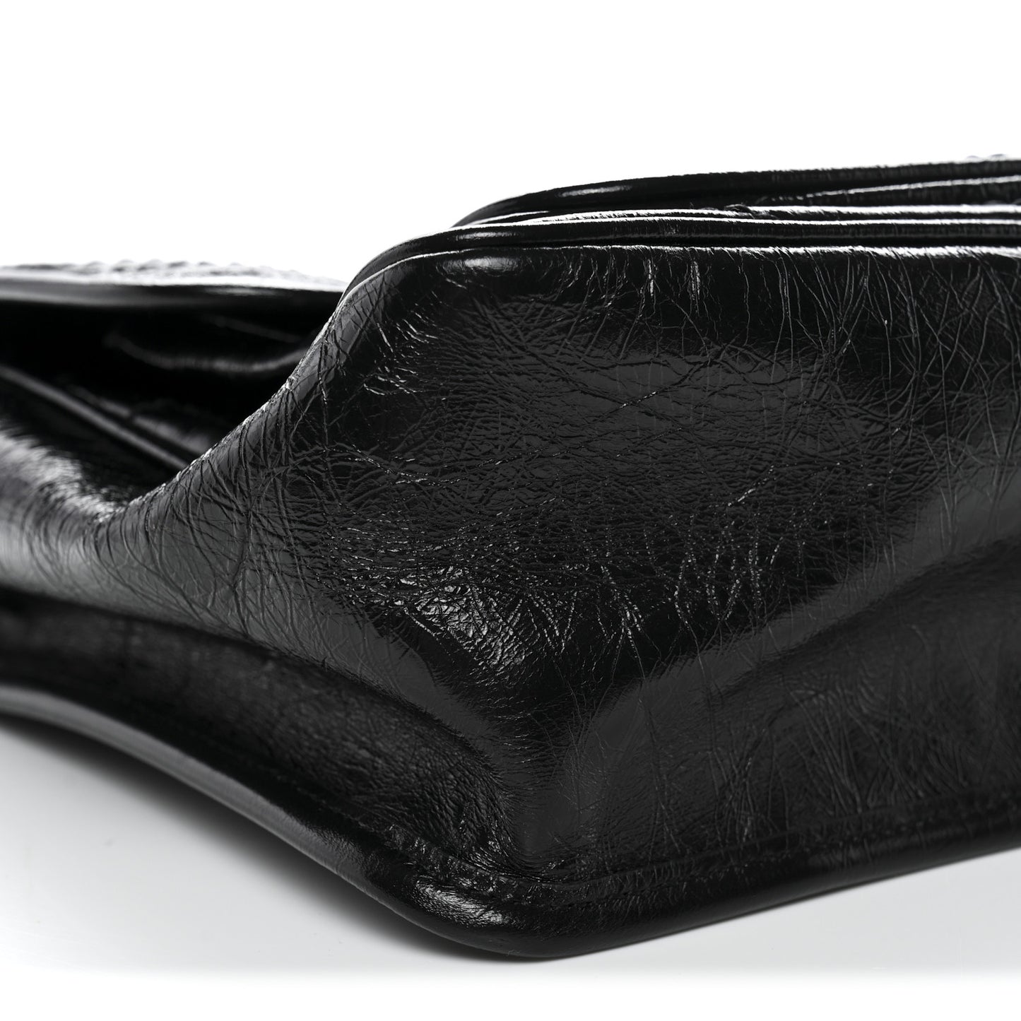Crinkled Calfskin Matelasse Monogram Medium Niki Chain Satchel Black