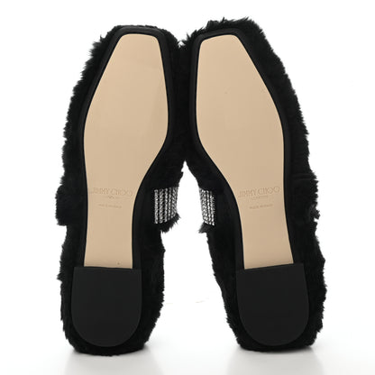 Jimmy Choo Faux Fur Crystal Krista Flats 38.5 Black 5 of 8