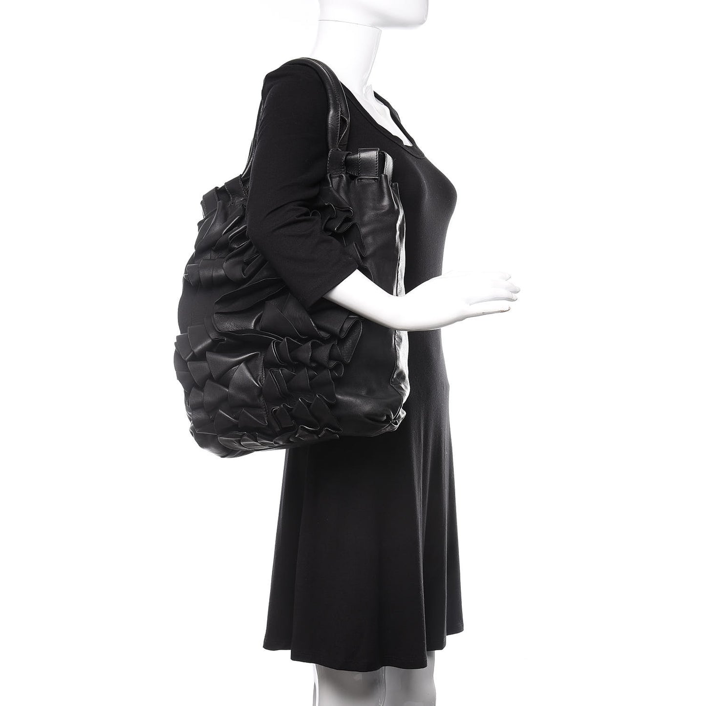 Nappa Pleated Tote Black