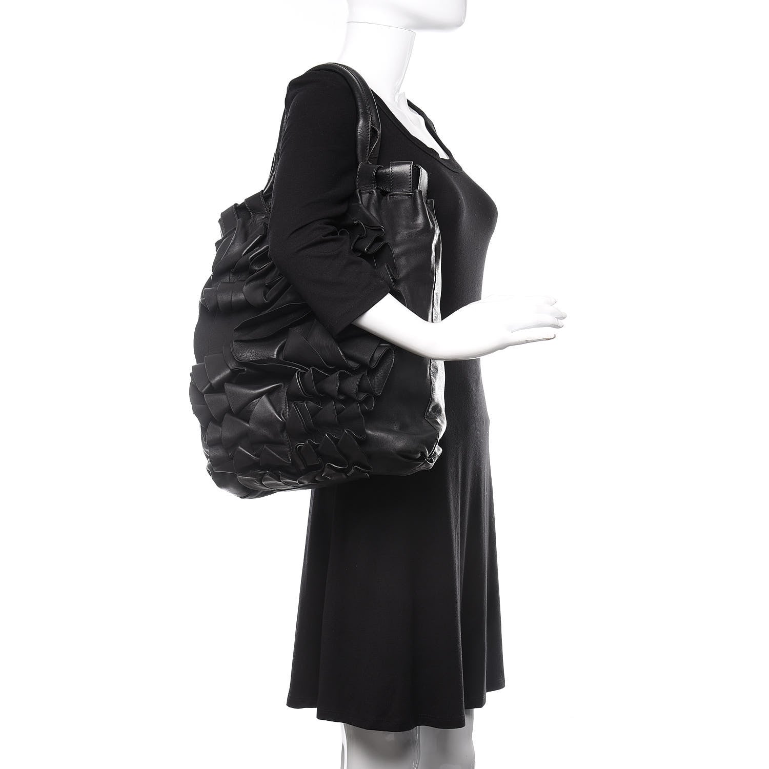 Valentino Garavani Nappa Pleated Tote Black 2 of 9
