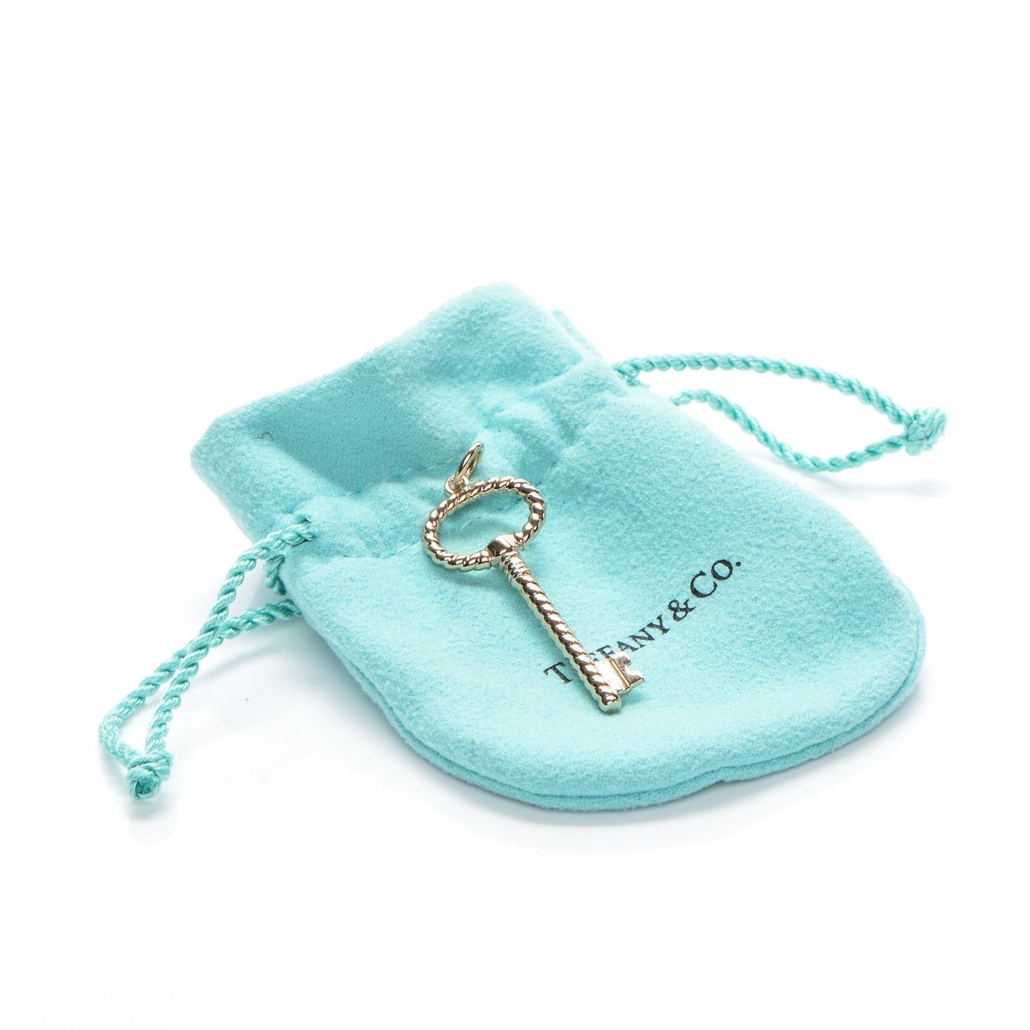 18K Rose Gold Twist Oval Key Pendant Necklace