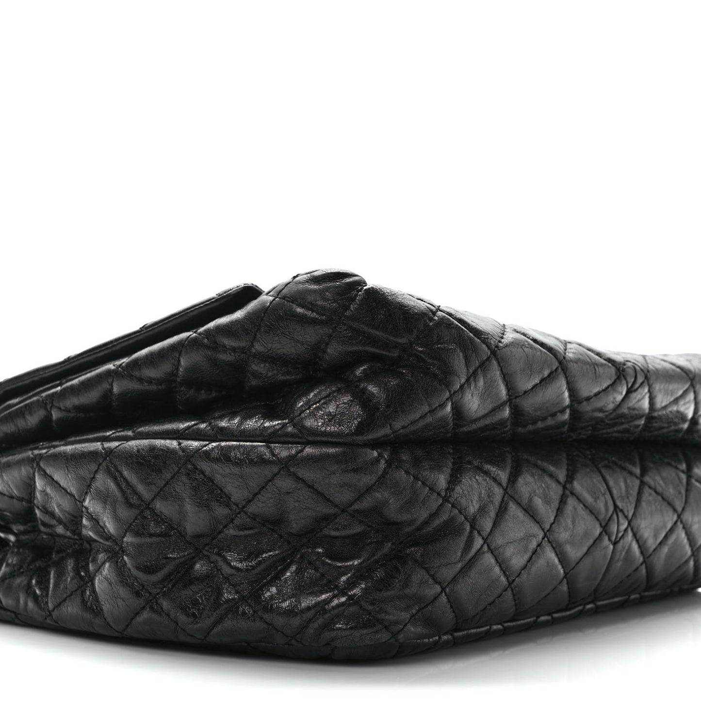 Metallic Aged Calfskin Quilted Reissue 2.55 Accordion Flap Black