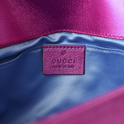 Gucci Metallic Calfskin Matelasse Mini GG Marmont Shoulder Bag Fuchsia 8 of 10