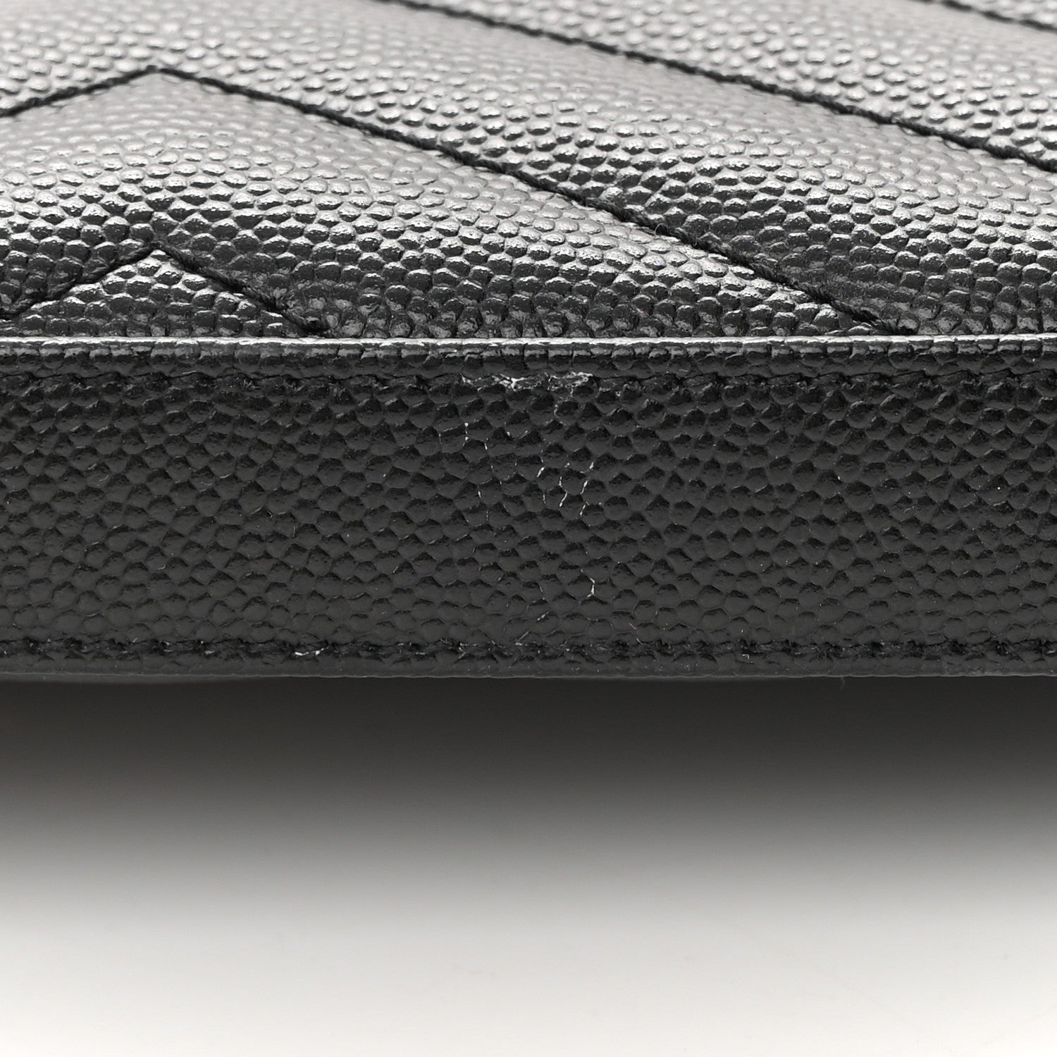 Saint Laurent Grain De Poudre Matelasse Chevron Monogram Chain Wallet Black 13 of 15