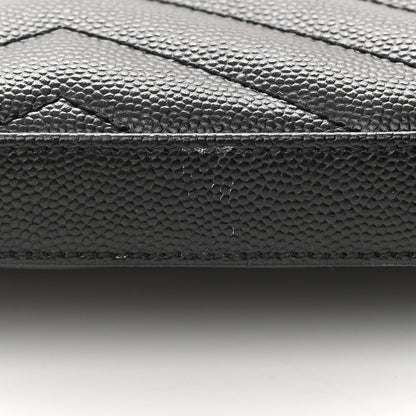Saint Laurent Grain De Poudre Matelasse Chevron Monogram Chain Wallet Black 13 of 15