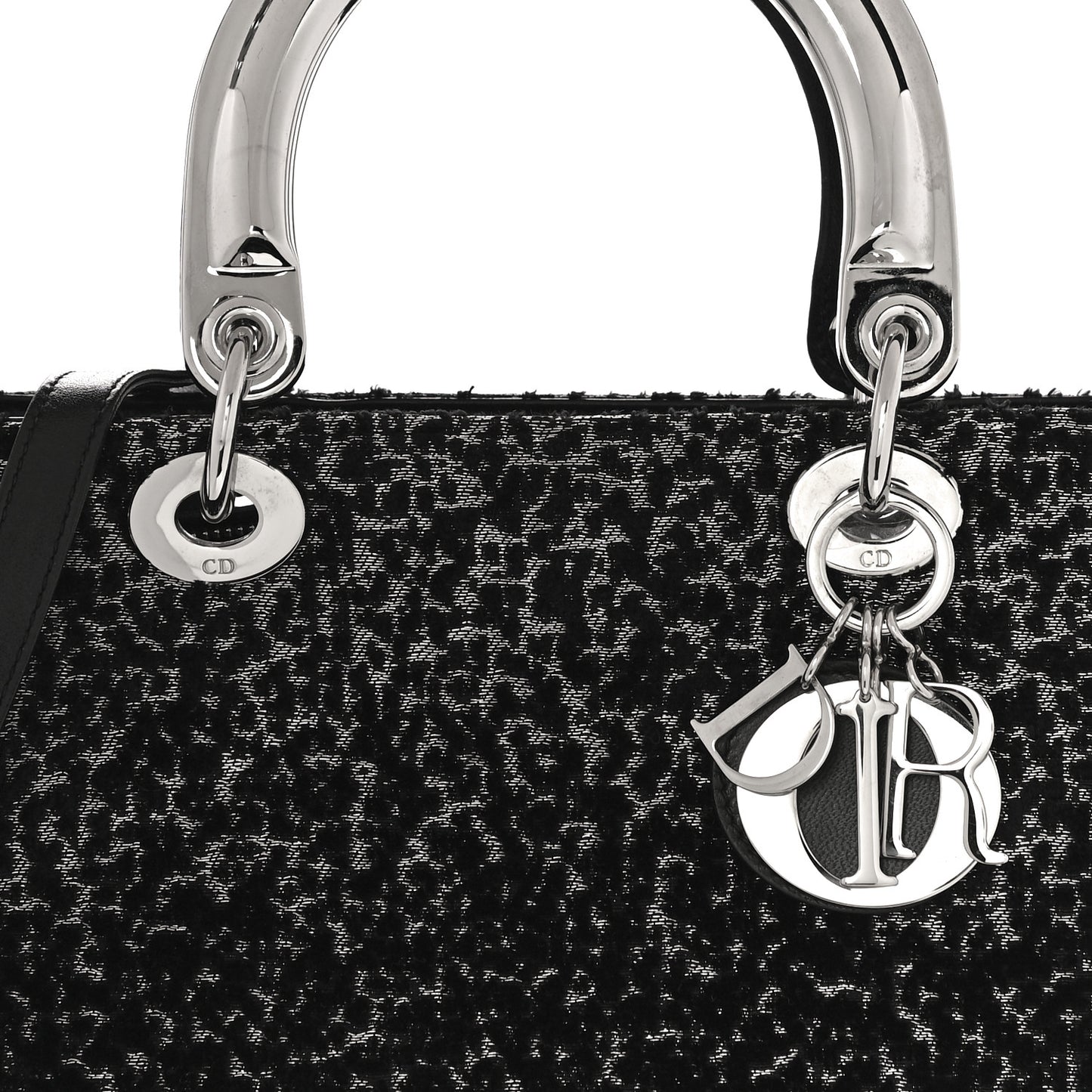 Fabric Lame Medium Lady Dior Black Silver