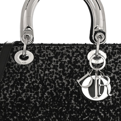 Christian Dior Fabric Lame Medium Lady Dior Black Silver 8 of 10