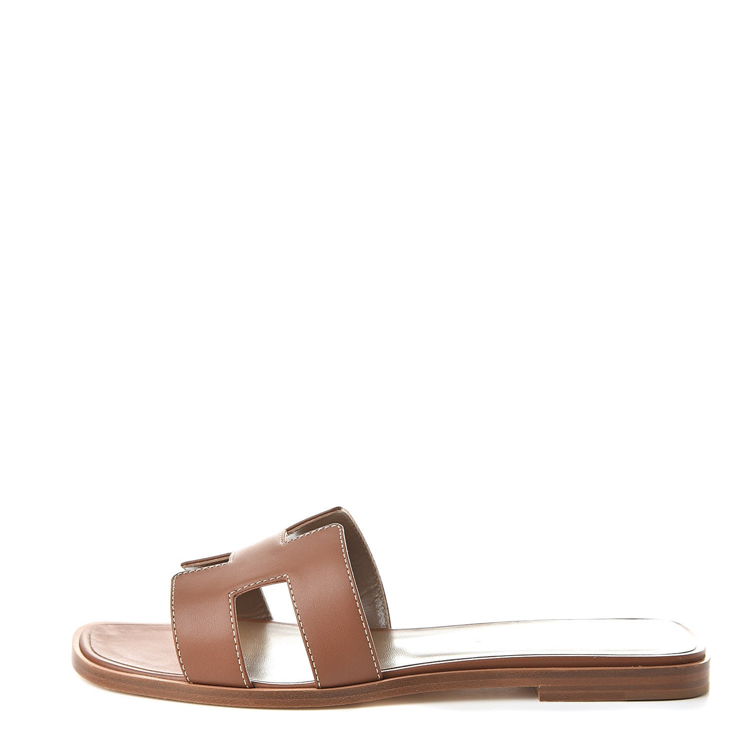 Hermes Box Calfskin Oran Sandals 37 Gold 1 of 8