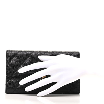 Chanel Caviar Quilted Long Flap Wallet Black 2 of 9