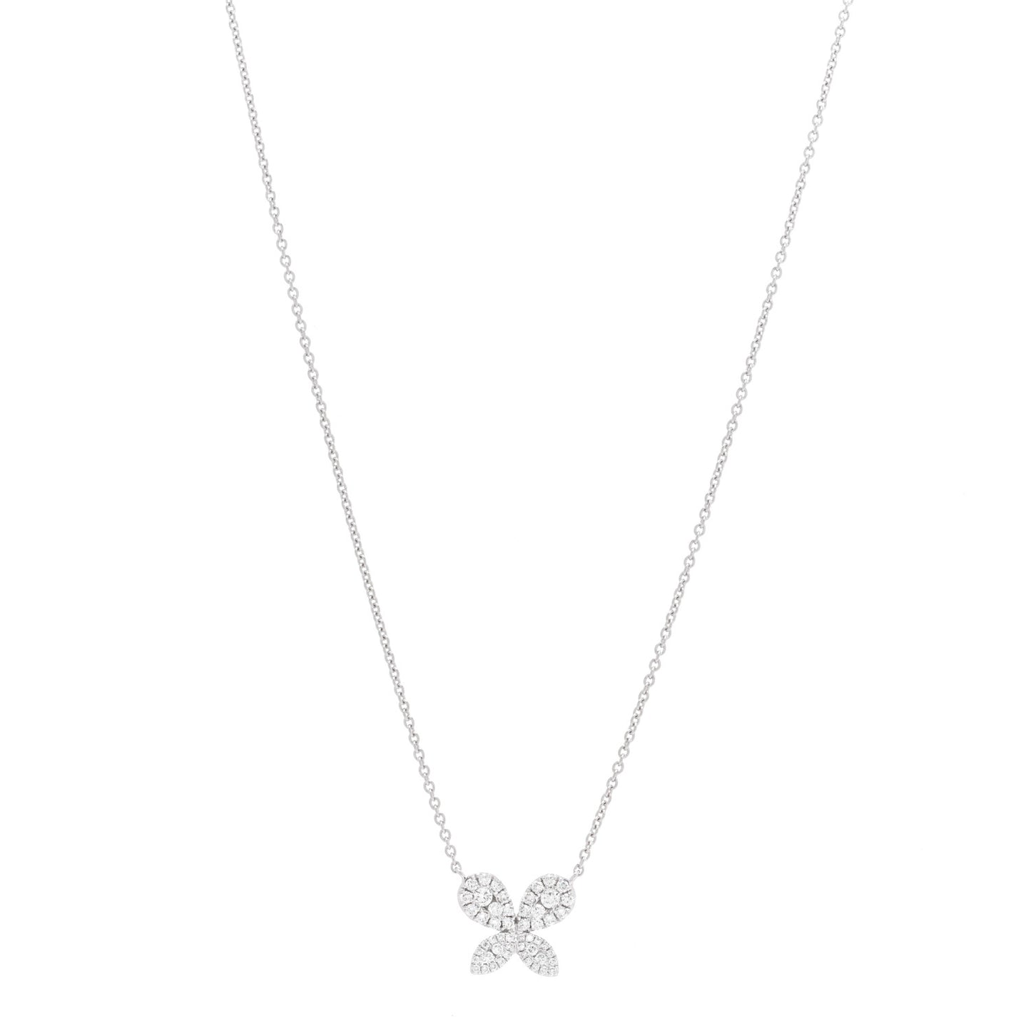 18K White Gold Diamond Butterfly Pendant Necklace