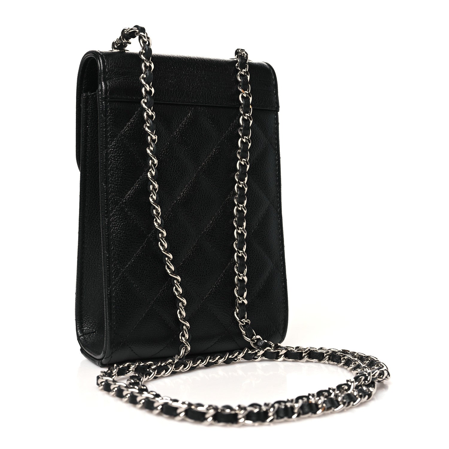 Chanel Grained Calfskin Quilted CC Box Clutch With Chain  Black 2 of 10