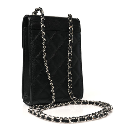 Chanel Grained Calfskin Quilted CC Box Clutch With Chain  Black 2 of 10