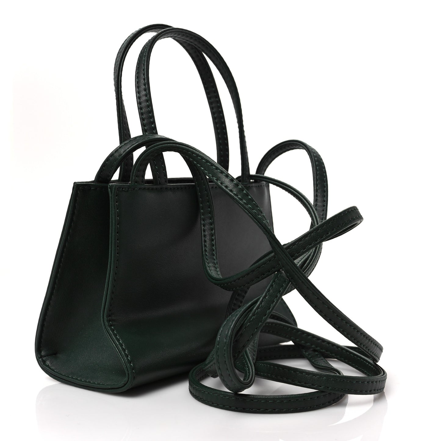 Vegan Leather Small Shopping Bag Dark Olive