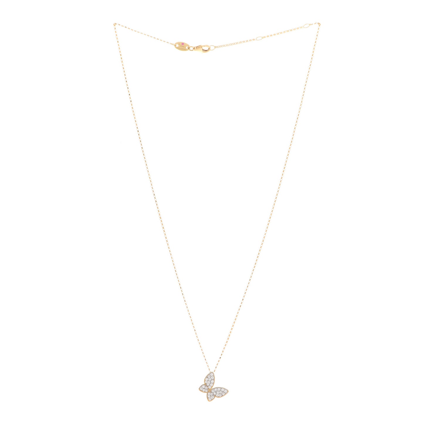 18K Yellow Gold Diamond Tiny Treasures Butterfly Pendant Necklace