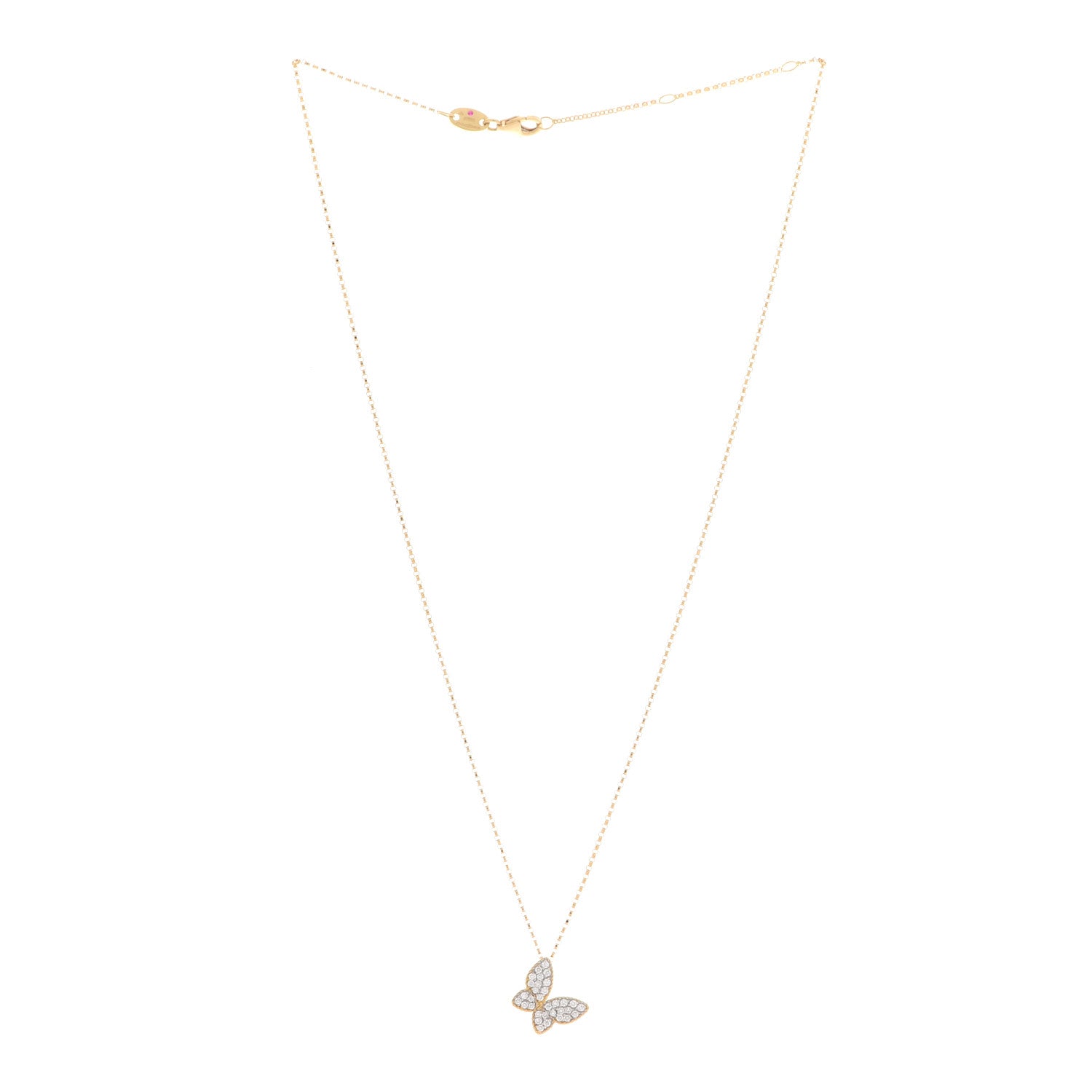 Roberto Coin 18K Yellow Gold Diamond Tiny Treasures Butterfly Pendant Necklace 3 of 7