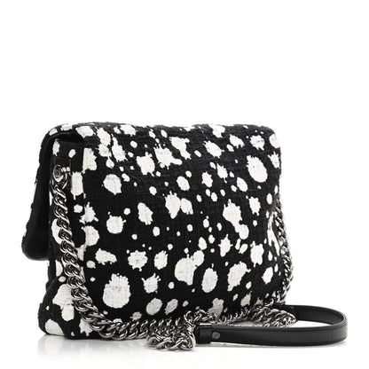 Chanel Tweed Paint Splatter Print Flap Black White 3 of 10
