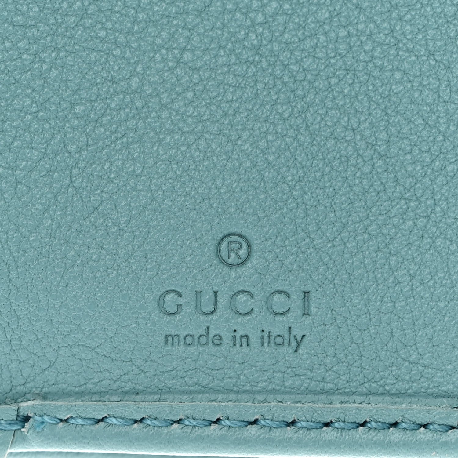 Gucci Wonka Grain Calfskin Diana Tri-Fold Wallet Dusty Azure 7 of 11