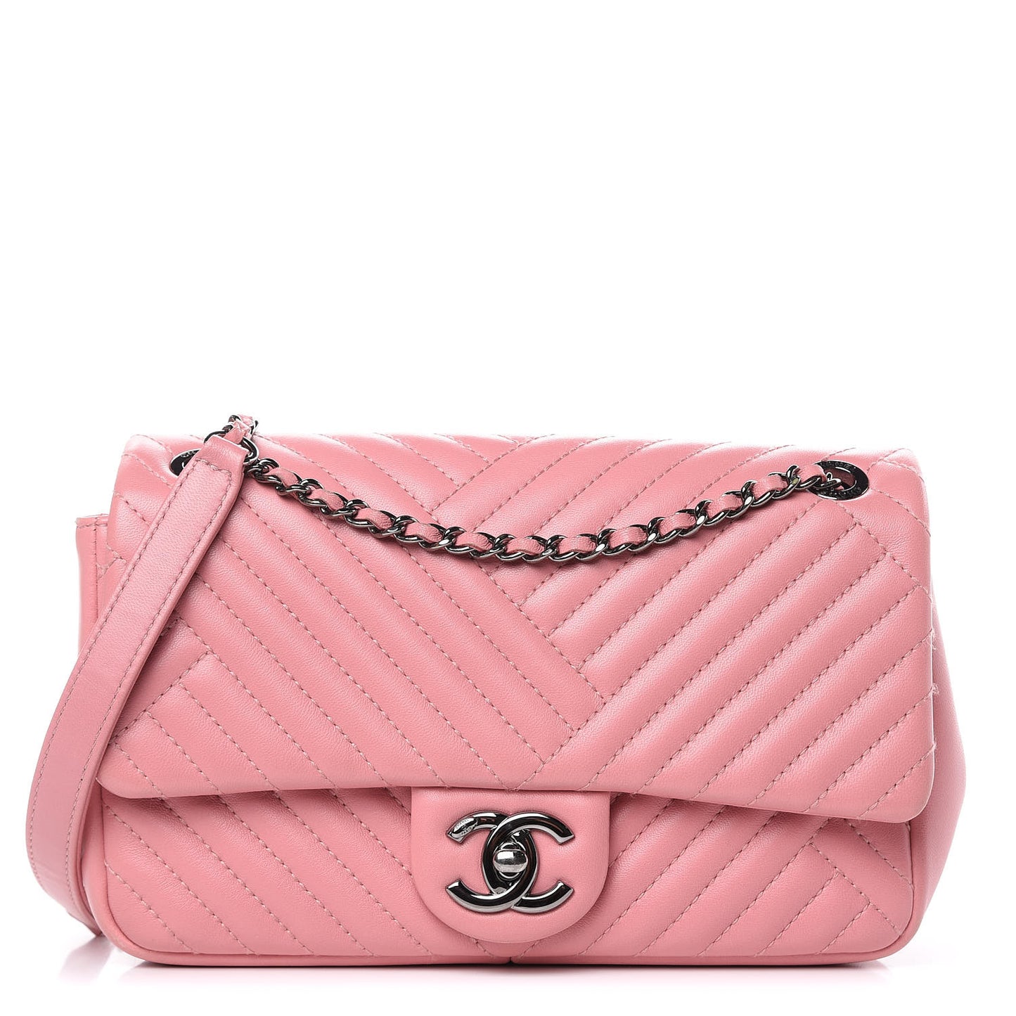 Lambskin Quilted Small CC Crossing Flap Pink