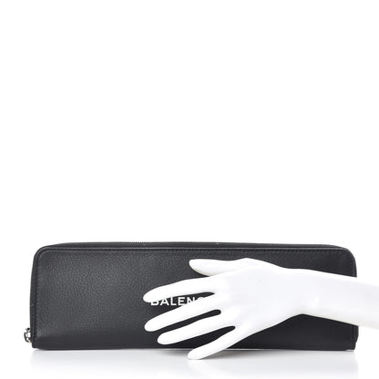 Balenciaga Calfskin Logo Long Clutch Black 2 of 7