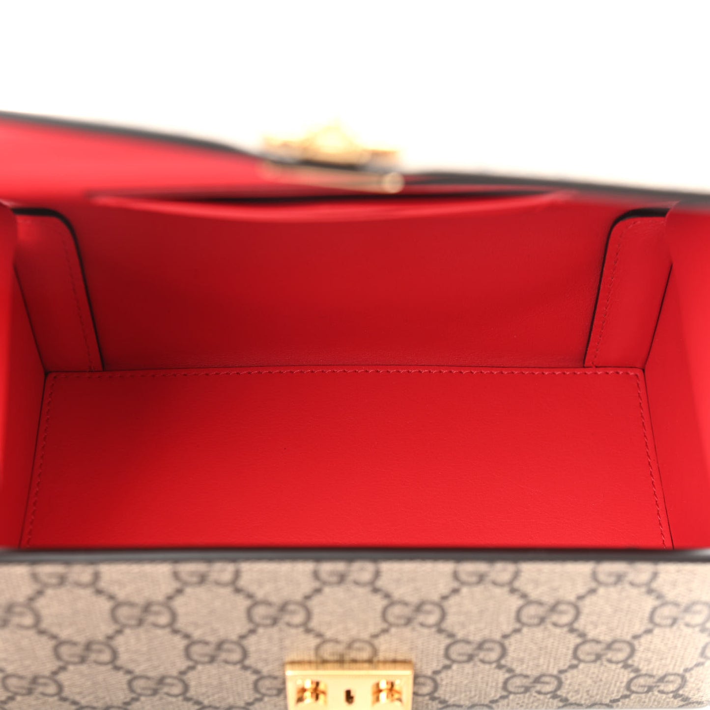 GG Supreme Monogram Moon Calfskin Love Valentines Day Padlock Case Beige Ebony New Geranium