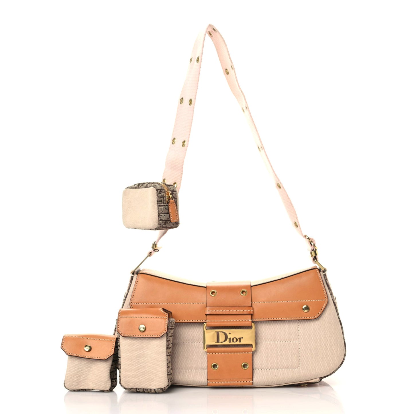 Canvas Calfskin Street Chic Shoulder Bag Pink