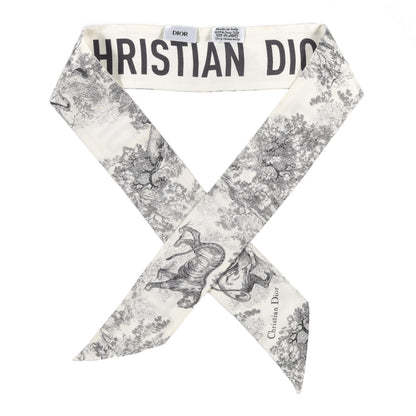 Christian Dior Silk Toile De Jouy Mitzah Scarf White 1 of 4