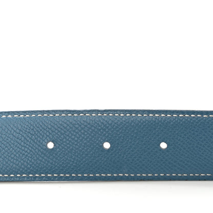Hermes Box Courchevel 32mm Belt Strap 78 Black Blue Jean 5 of 10