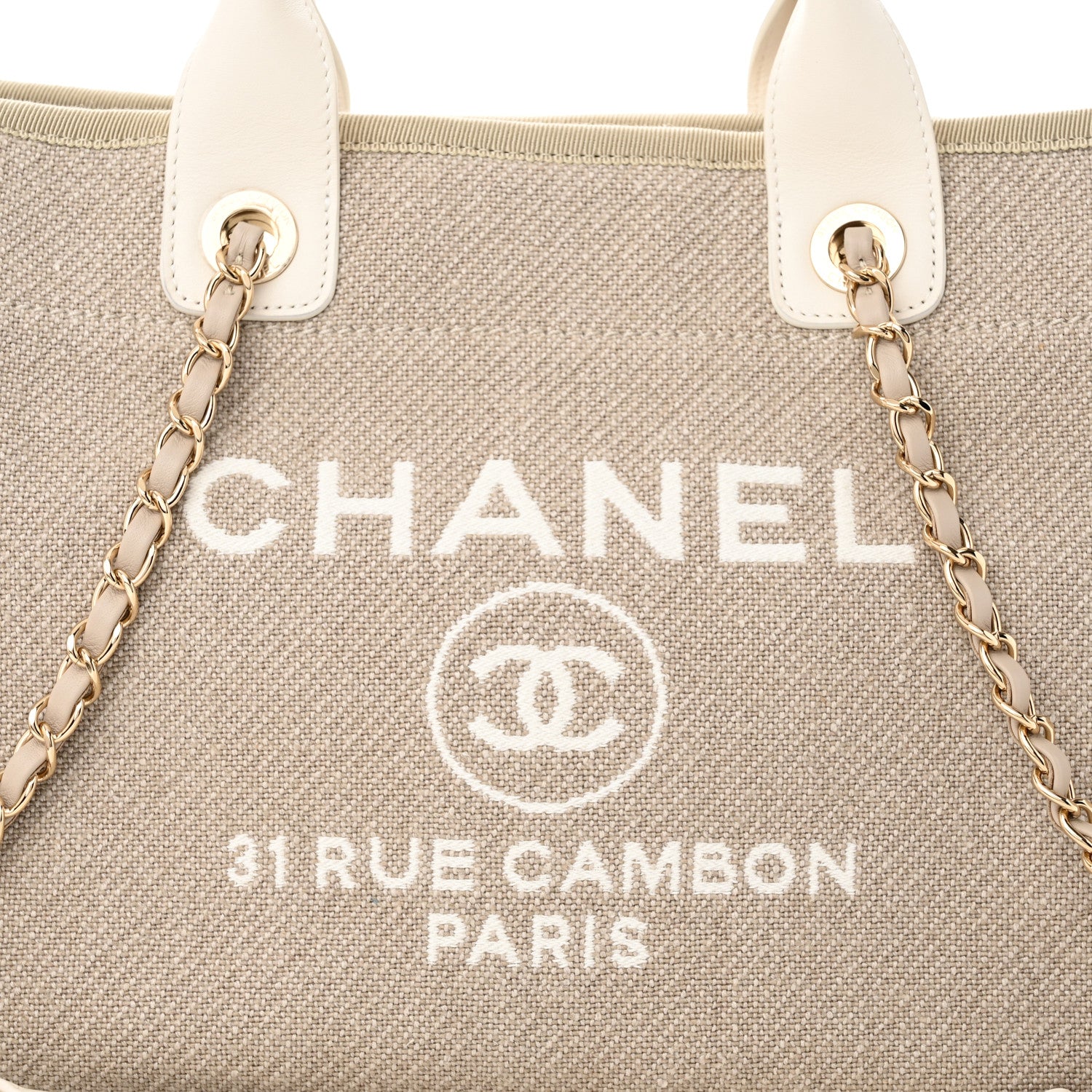 Chanel Mixed Fibers Calfskin Small Deauville Tote Beige White 9 of 12
