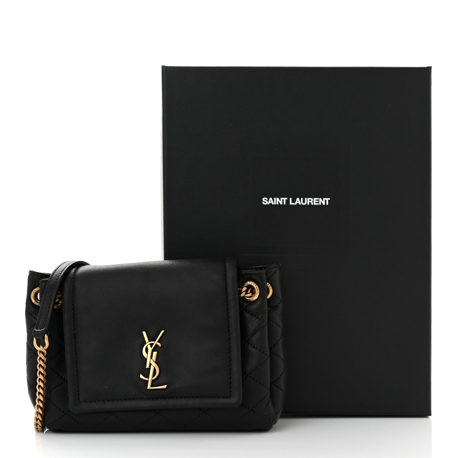 Saint Laurent Lambskin Quilted Monogram Mini Nolita Black 11 of 11