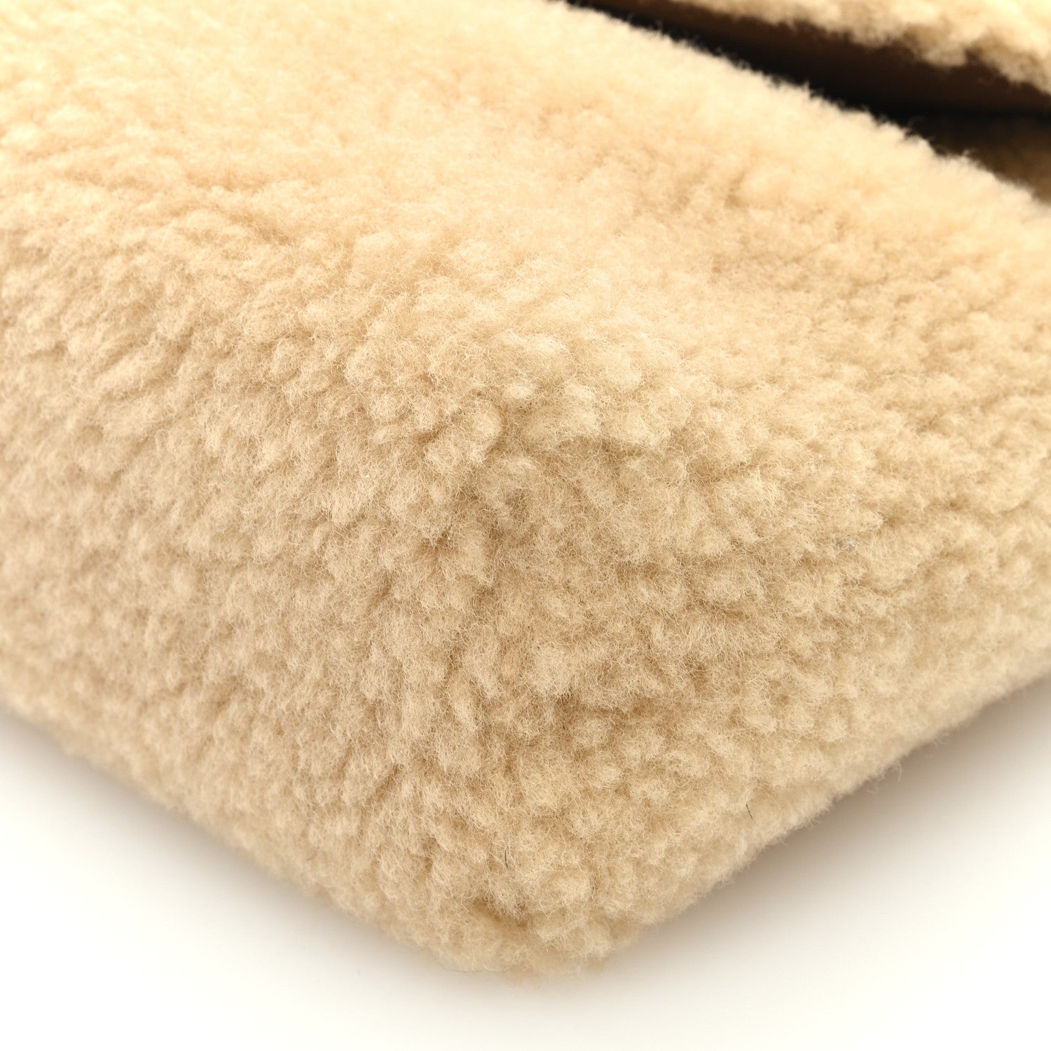 Saint Laurent Shearling Quilted Monogram Loulou Puffer Pouch Clutch Natural Beige Brick 11 of 11