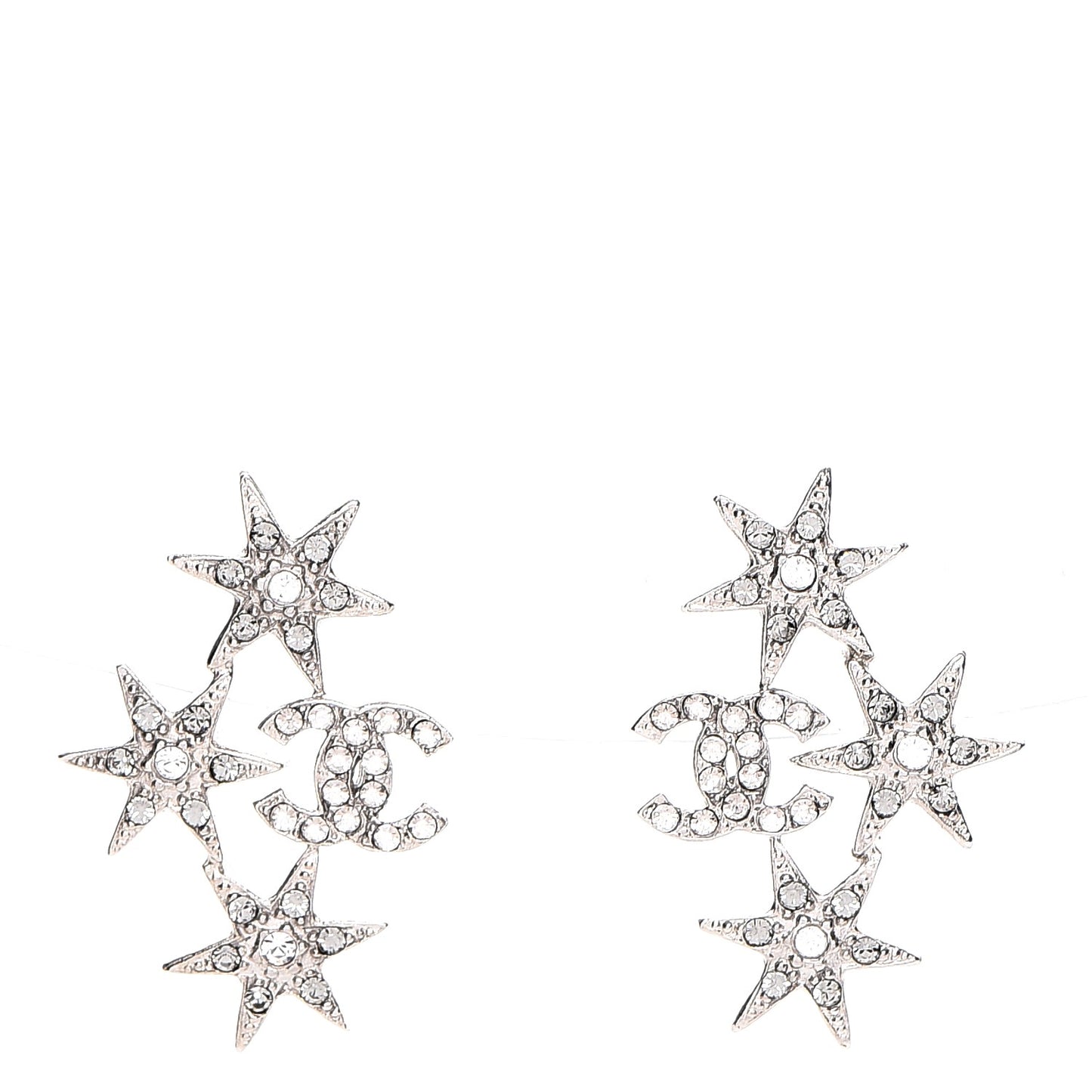 Crystal CC Star Earrings Silver