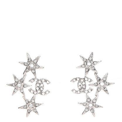 Chanel Crystal CC Star Earrings Silver 1 of 6