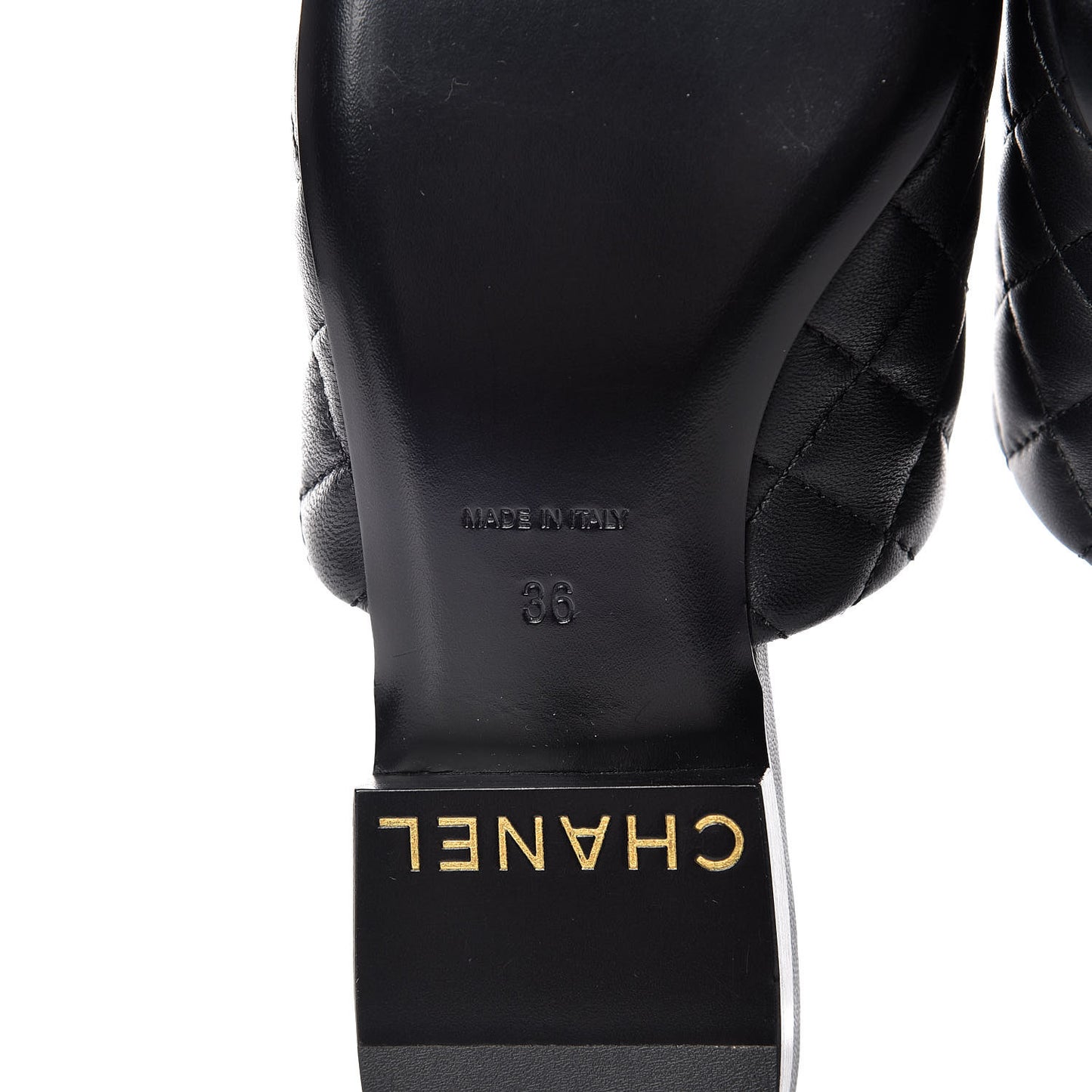 Lambskin Quilted Chain Mules 36 Black