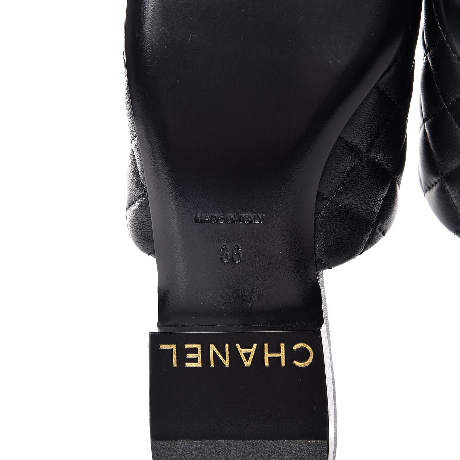 Chanel Lambskin Quilted Chain Mules 36 Black 7 of 9