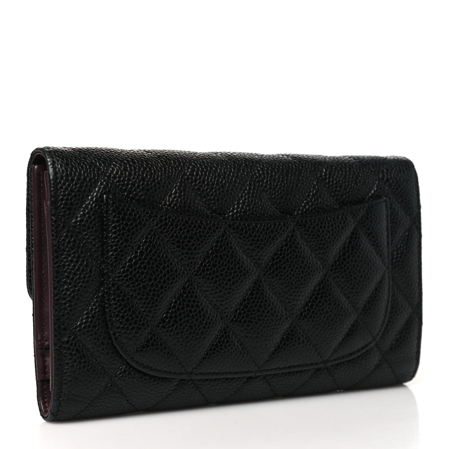 Caviar Quilted Large Flap Wallet Black