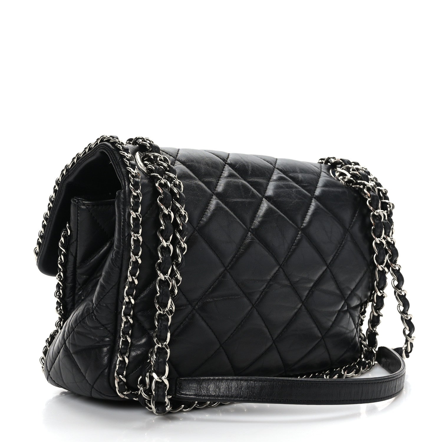 Chanel Crumpled Calfskin Medium Chain All Over Flap Black 3 of 9
