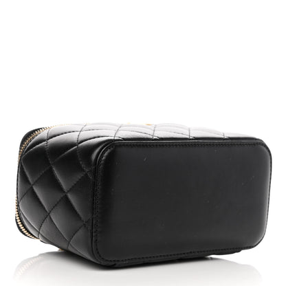 Chanel Lambskin Quilted Small Pearl Crush Vanity Case With Chain Black 4 of 11