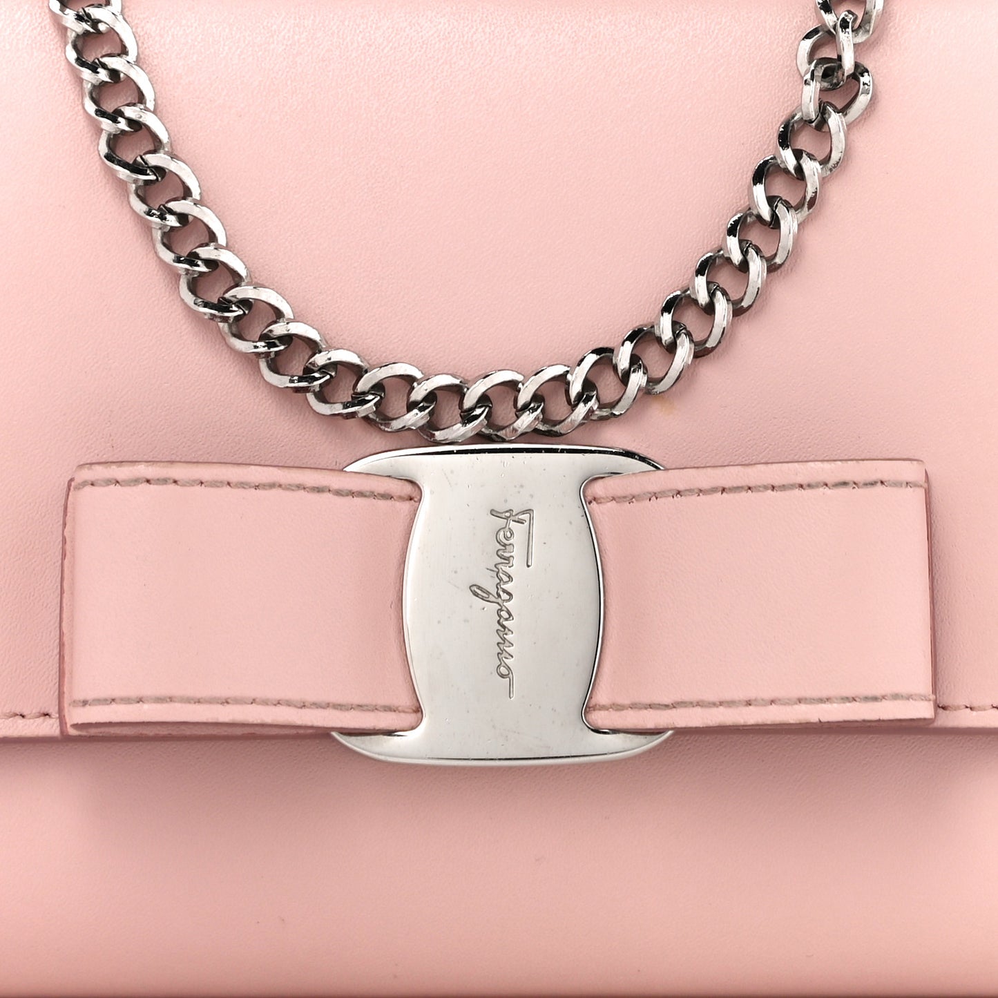 Calfskin Vara Bow Chain Flap Crossbody Pink